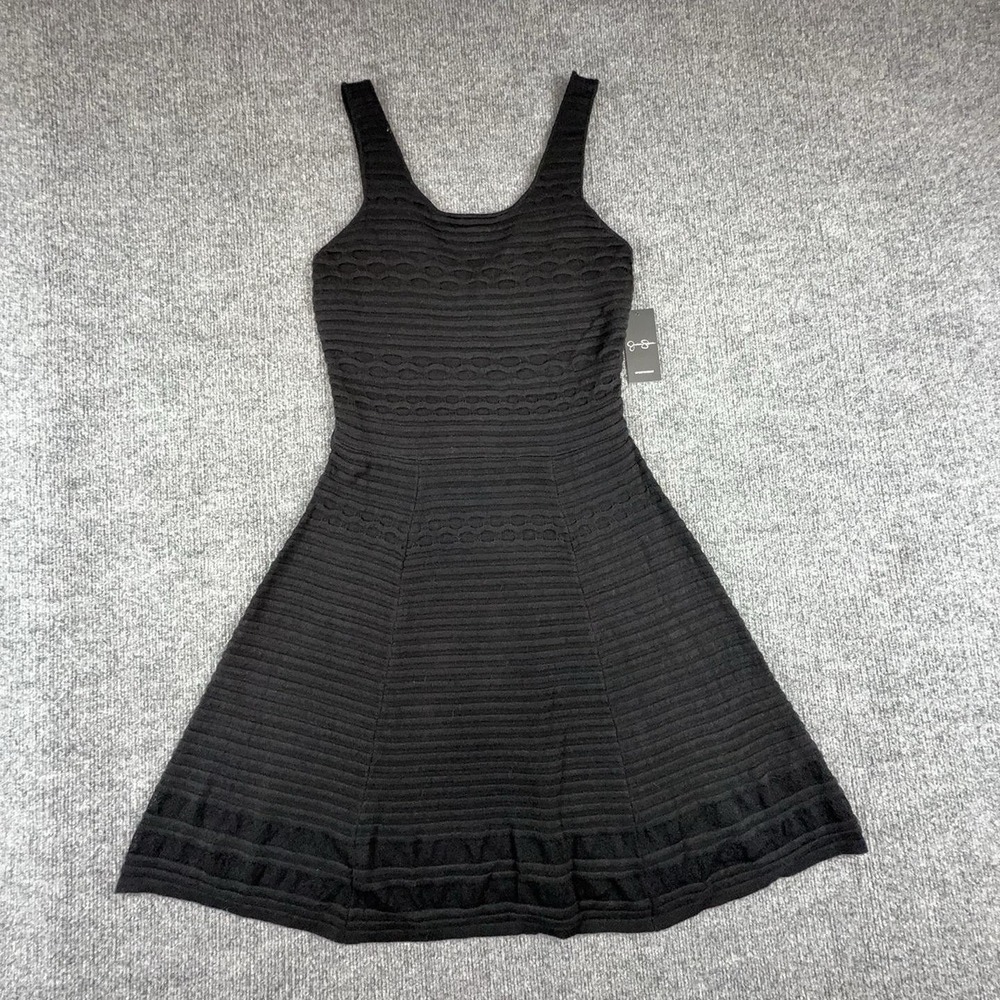 Jessica Simpson Dress Womens Medium Black Knit Fit Flare Tank Priscilla Short